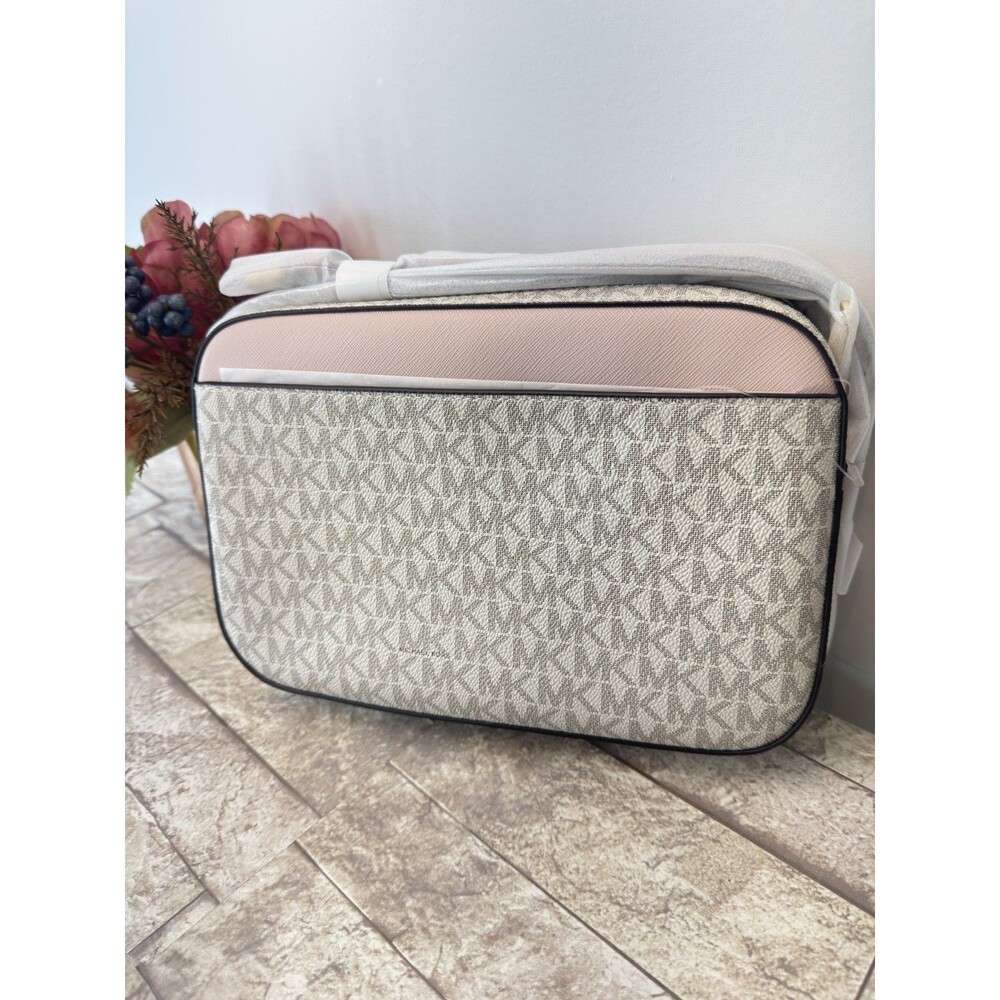 New Michael Kors Jet Large East West Zip Chain Crossbody Bag Vanilla Pink - Picture 5 of 16
